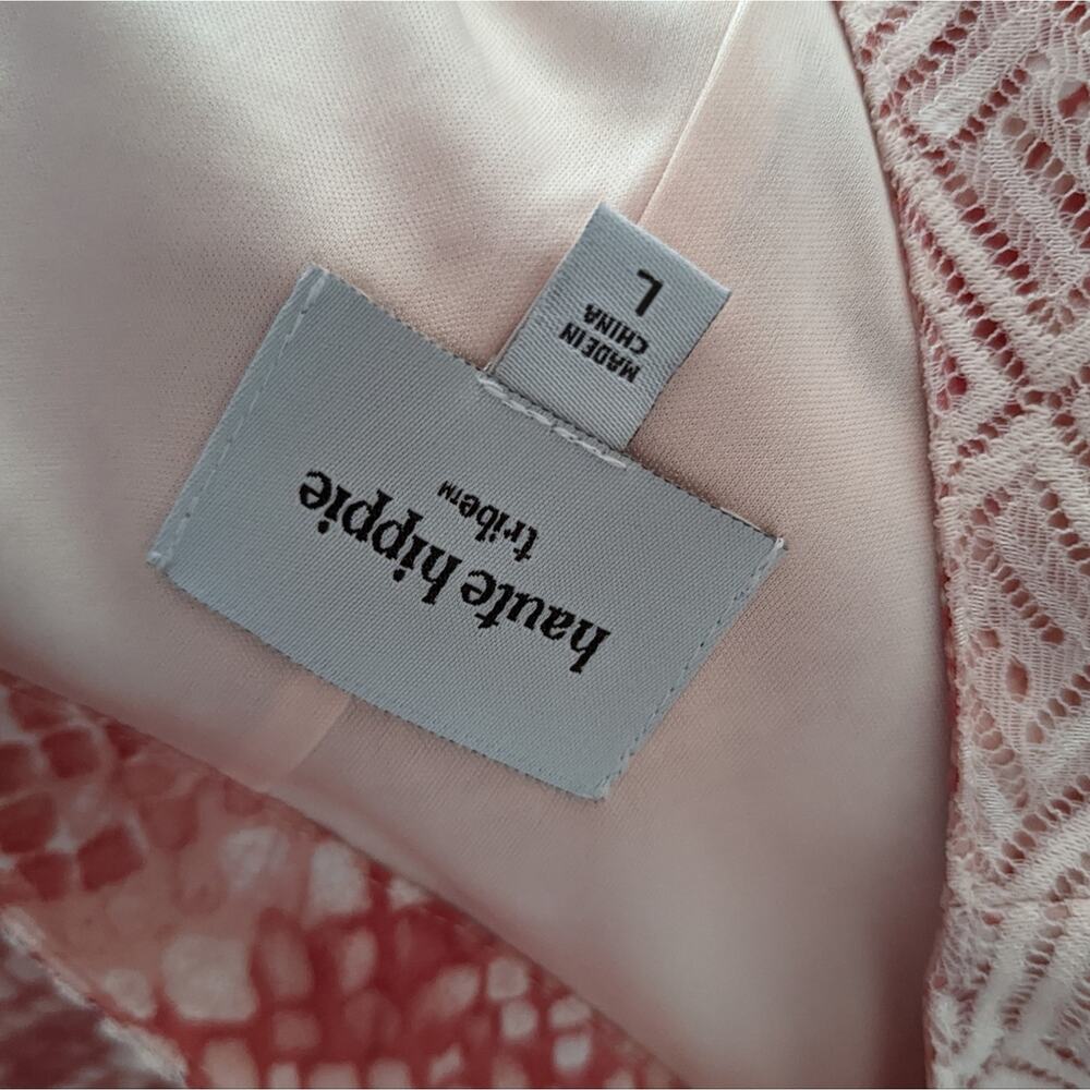 Women's Haute Hippie Tribe Light Coral Pink Python Dress Large Snake Longsleeve - Picture 3 of 9